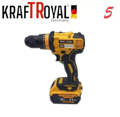 5в1 универсален комплект с 5 приставки, сменяеми глави KRAFTROYAL 36V: водоструйка, винтоверт, гайковерт-импакт, перфоратор и ъглошлайф – акумулаторен инструмент с 2 батерии