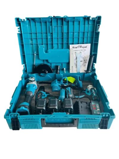 Акумулаторен трион 15 см шина, ъглошлайф 125ММ, гайковерт и винтоверт 36V с 3 бр. батерии 8AH в куфар и зарядно