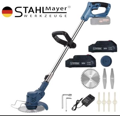 Резачка за клони 15см шина с 2 вериги + Тример за трева – акумулаторни 36V 8,0AH STAHLMAYER с 4 батерии