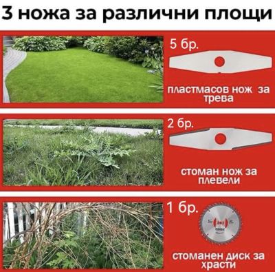 Резачка за клони 15см шина с 2 вериги + Тример за трева – акумулаторни 36V 8,0AH STAHLMAYER с 4 батерии