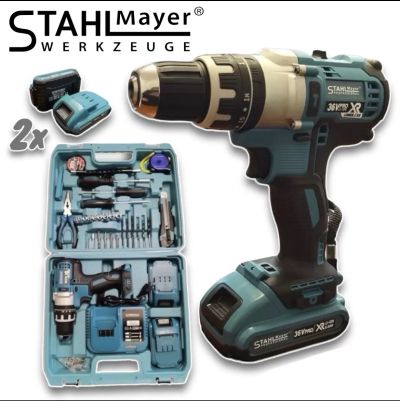 Акумулаторен ударен винтоверт с метален патронник Stahlmayer Xr pro. 2 батерии 36v. 52 N.M.