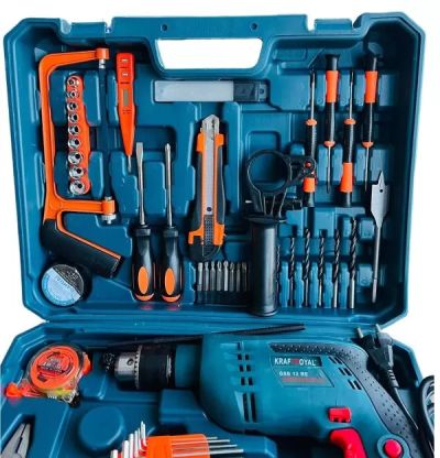 Пробивна бормашина KraftRoyal 1200w. + 111 части Куфар с инструменти