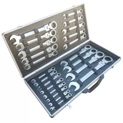 К-т звездогаечни чупещи тресчотни ключове от 6мм до 32мм , 22 части в метален куфар Kraft Royal