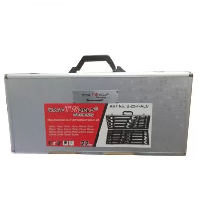 К-т звездогаечни чупещи тресчотни ключове от 6мм до 32мм , 22 части в метален куфар Kraft Royal