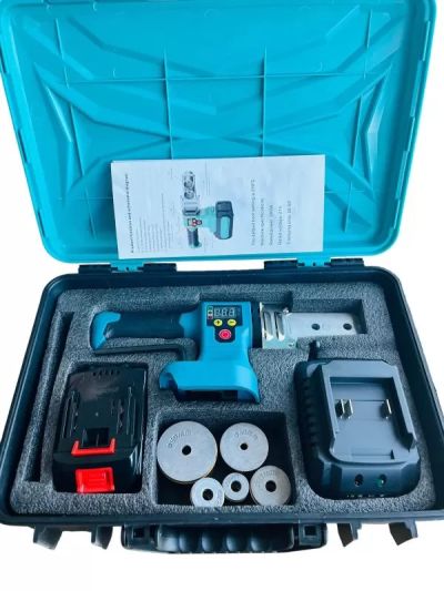 Акумулаторна лепачка за полипропилен Kraftroyal с батерия, зарядно + 5 накрайника Ф20 – Ф50