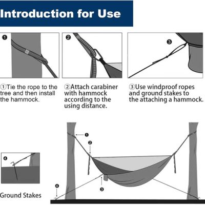 Водоустойчив двуместен хамак с мрежа против комари до 250кг + подарък раница