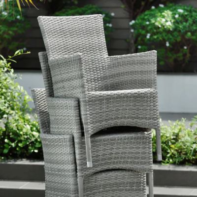 Луксозен градински ратанов сет от 6 стола и маса 140см със стъкло Аруба