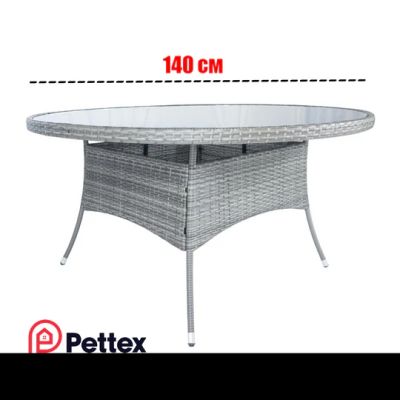 Луксозен градински ратанов сет от 6 стола и маса 140см със стъкло Аруба