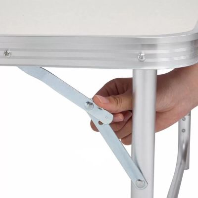 Комплект от 4 броя столове със сгъваема алуминиева маса 120 х 60 см. за пикник, къмпинг, градина, тераса, двор