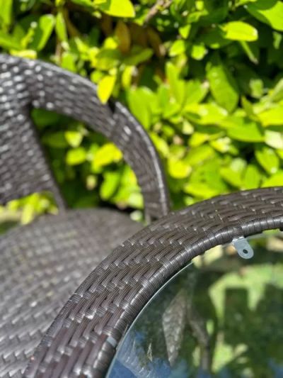 Градински ратанов комплект – 2 стола с маса и поставка