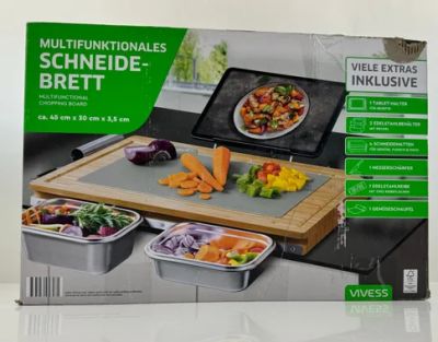 Дъска за рязане Vivess Multifunctional Бамбукова дъска кухненска Мултифункционална дъска