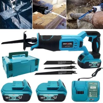 Акумулаторен саблен трион KRAFT ROYAL 36v с 2 батерии 8ah. , зарядно и куфар