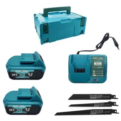 Акумулаторен саблен трион KRAFT ROYAL 36v с 2 батерии 8ah. , зарядно и куфар
