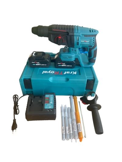 Акумулаторен перфоратор, ъглошлайф 125ММ, гайковерт и винтоверт 36V с 3 бр. батерии 8AH в куфар и зарядно KRAFT ROYAL