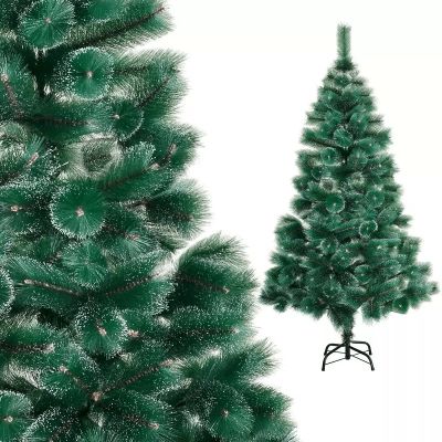 Изкуствена Коледна Елха Жилкова със Заснежени Връхчета - 90 см, с Подарък Лампички