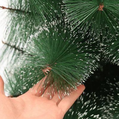 Изкуствена Коледна Елха Жилкова със Заснежени Връхчета - 150 см, с Подарък Лампички