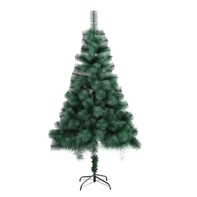 Изкуствена Коледна Елха Жилкова със Зелени Връхчета - 180 см, с Подарък Лампички