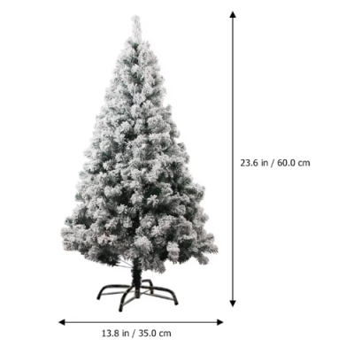 Изкуствена Коледна Елха Жилкова със Сняг - 90 см, с Подарък Лампички
