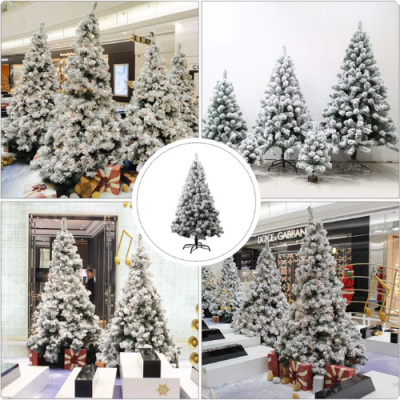 Изкуствена Коледна Елха Жилкова със Сняг - 120 см, с Подарък Лампички