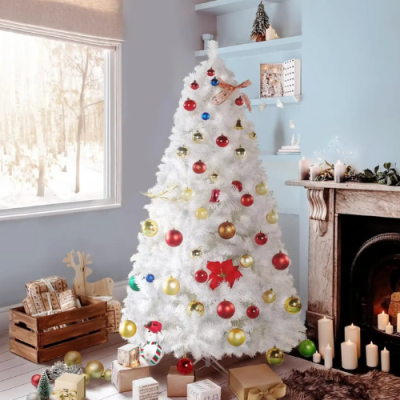 Бяла Коледна Елха - 90 см, с Подарък Лампички