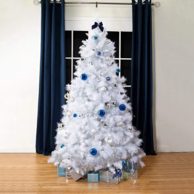 Бяла Коледна Елха - 90 см, с Подарък Лампички