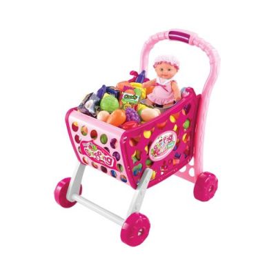 КОЛИЧКА ЗА СУПЕРМАРКЕТ С ПРОДУКТИ розова