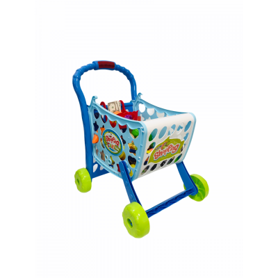 КОЛИЧКА ЗА СУПЕРМАРКЕТ С ПРОДУКТИ синя