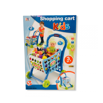 КОЛИЧКА ЗА СУПЕРМАРКЕТ С ПРОДУКТИ синя