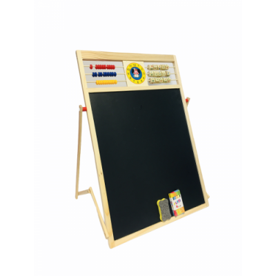 Дървена магнитна многофункционална дъска с часовник, сметало, магнитни БЪЛГАРСКИ букви и цифри