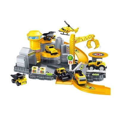 Паркинг 4в1 пързалка кран газстанция хеликоптер и коли - стрителни машини