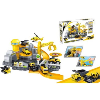 Паркинг 4в1 пързалка кран газстанция хеликоптер и коли - стрителни машини