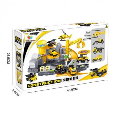 Паркинг 4в1 пързалка кран газстанция хеликоптер и коли - стрителни машини