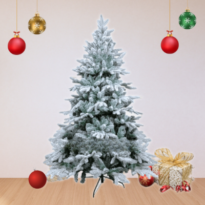 Изкуствена Коледна Елха с 2D и 3D клони, Поръсена със сняг - 150 см