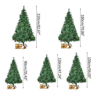 Гъста Изкуствена Коледна Елха ЛУКС, Тип БОР + Шишарки със Зелени връхчета - 120см