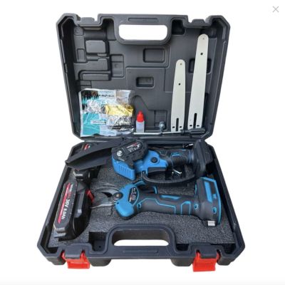 Промо 3в1 комплект WerkBull Акумулаторна Лозарска ножица с дисплей и Мини Трион с автоматично омасляване + Телескопичен Прът