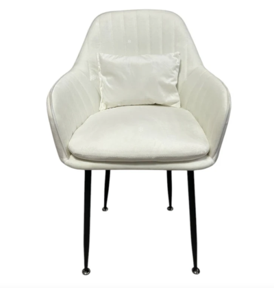 6бр. Стилен Трапезен стол Ивон + подарък възгалвничка - млечнобял