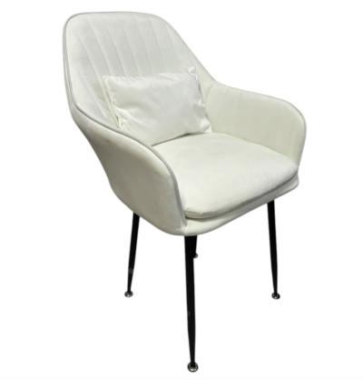 4бр. Стилен Трапезен стол Ивон + подарък възгалвничка - млечнобял