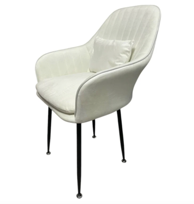 4бр. Стилен Трапезен стол Ивон + подарък възгалвничка - млечнобял