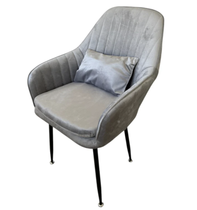 4бр. Стилен Трапезен стол Ивон + подарък възгалвничка - сив