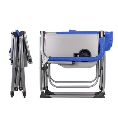 Сгъваем стол за къмпинг, метална конструкция, с поставка за чаша, 46 x 50 x 93 см, син